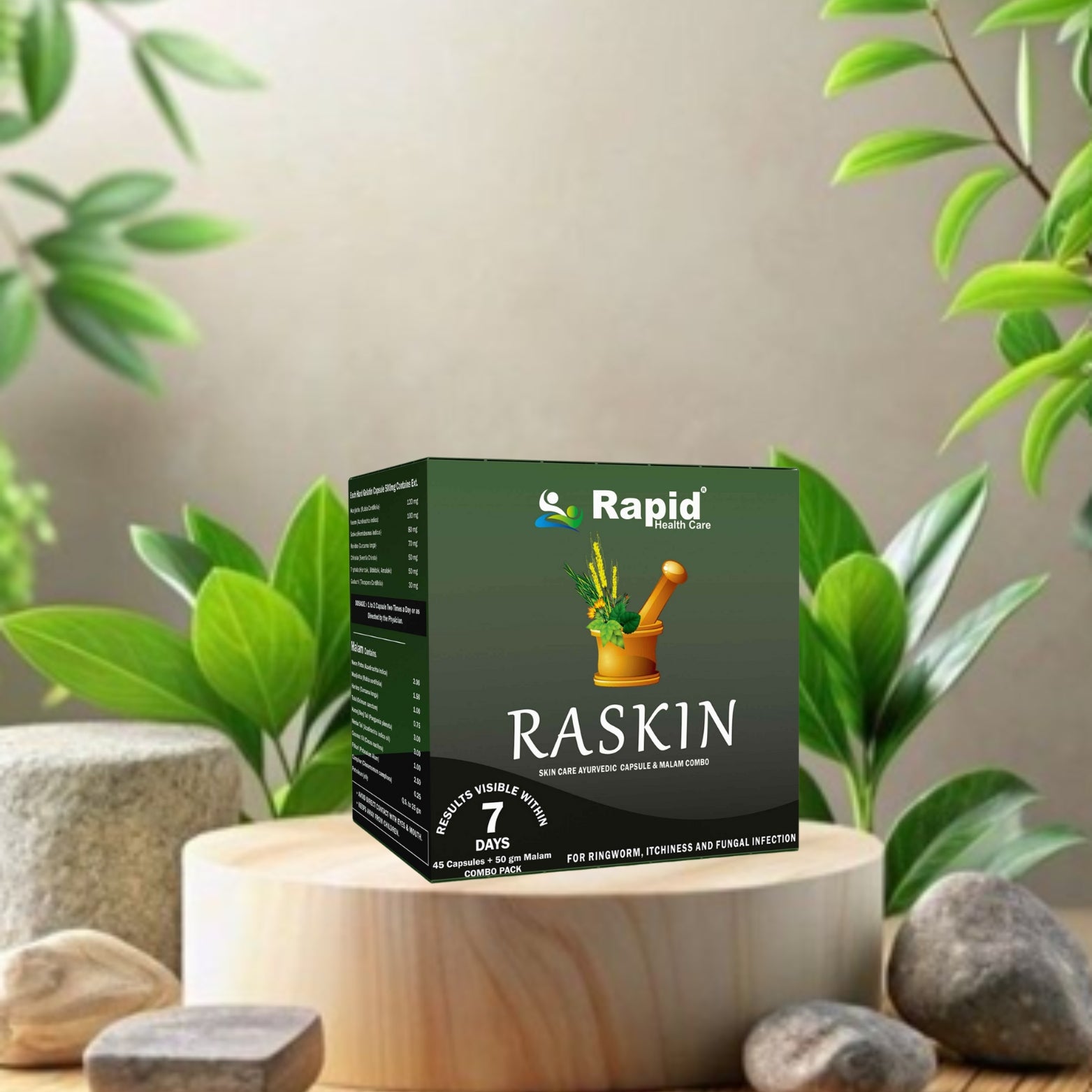 Raskin Skin Care Ayurvedic Capsule & Malam Combo