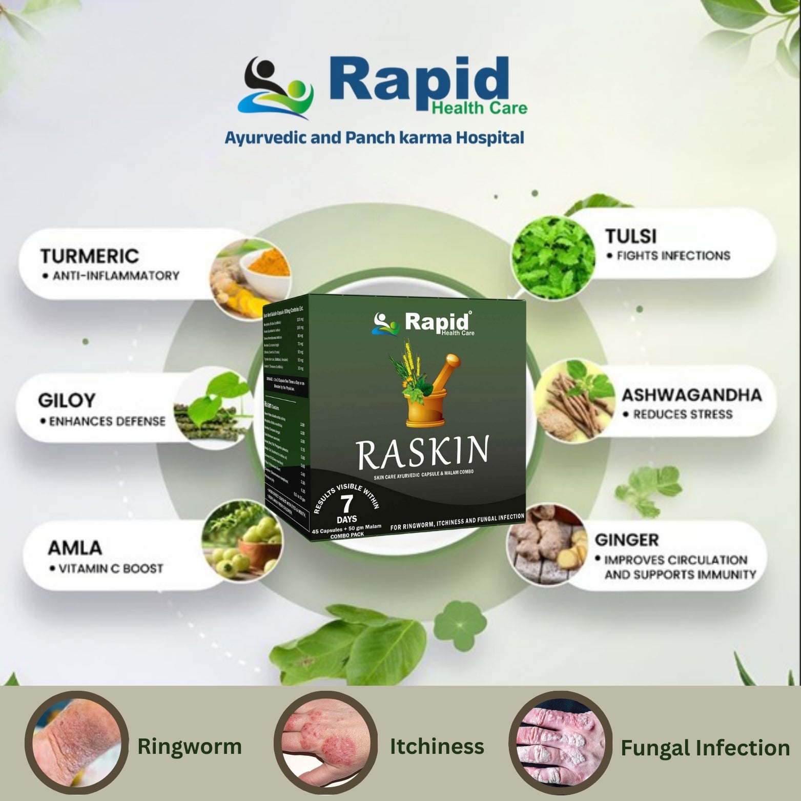 Raskin Skin Care Ayurvedic Capsule & Malam Combo