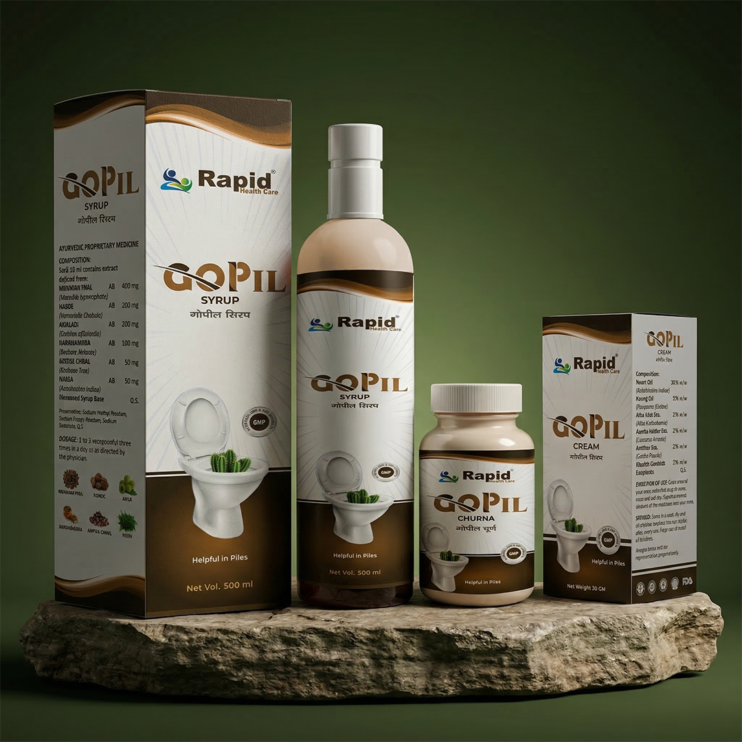 GOPIL Ayurvedic Piles Care Kit – Syrup, Churna & Cream for Hemorrhoids Relief