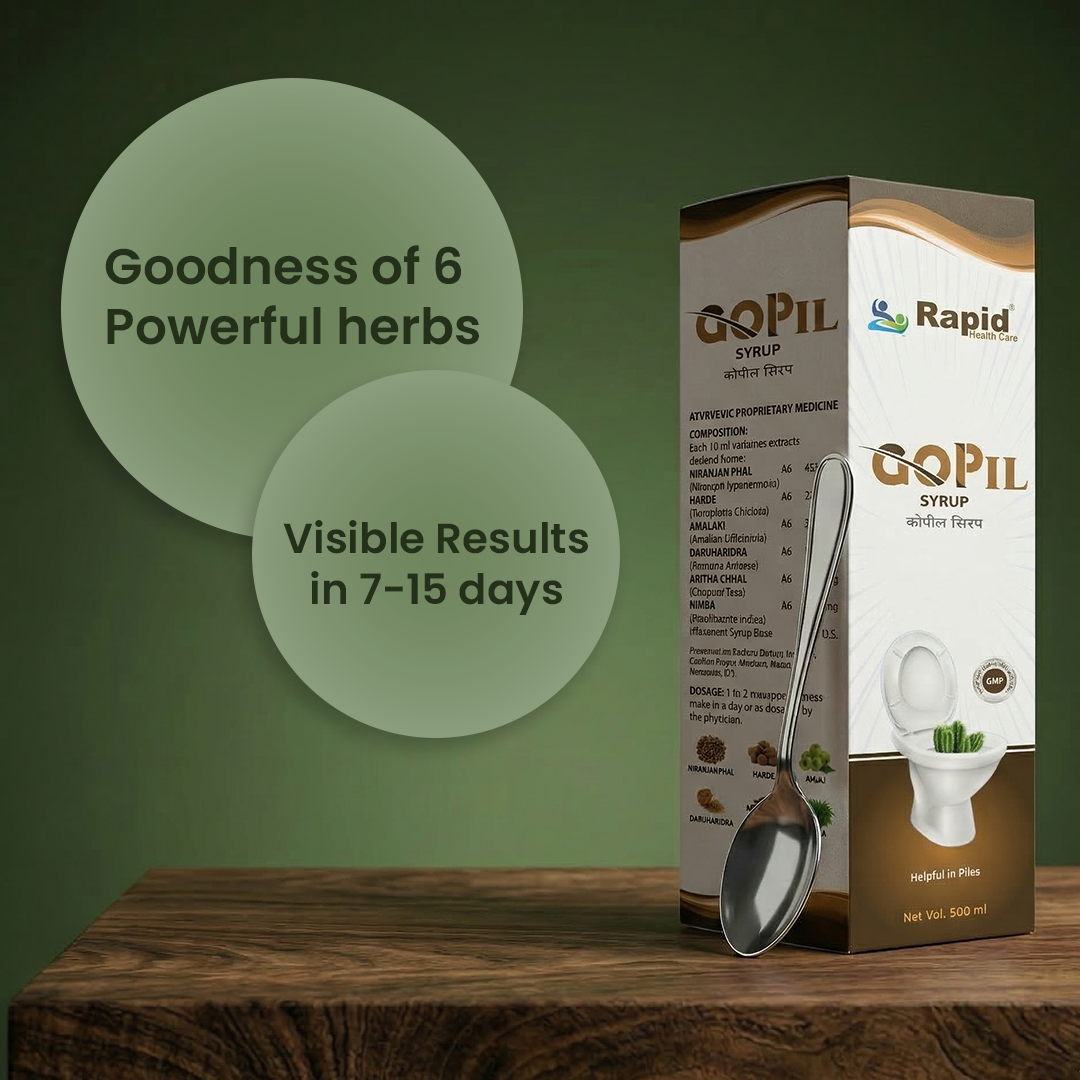 GOPIL Ayurvedic Piles Care Kit – Syrup, Churna & Cream for Hemorrhoids Relief