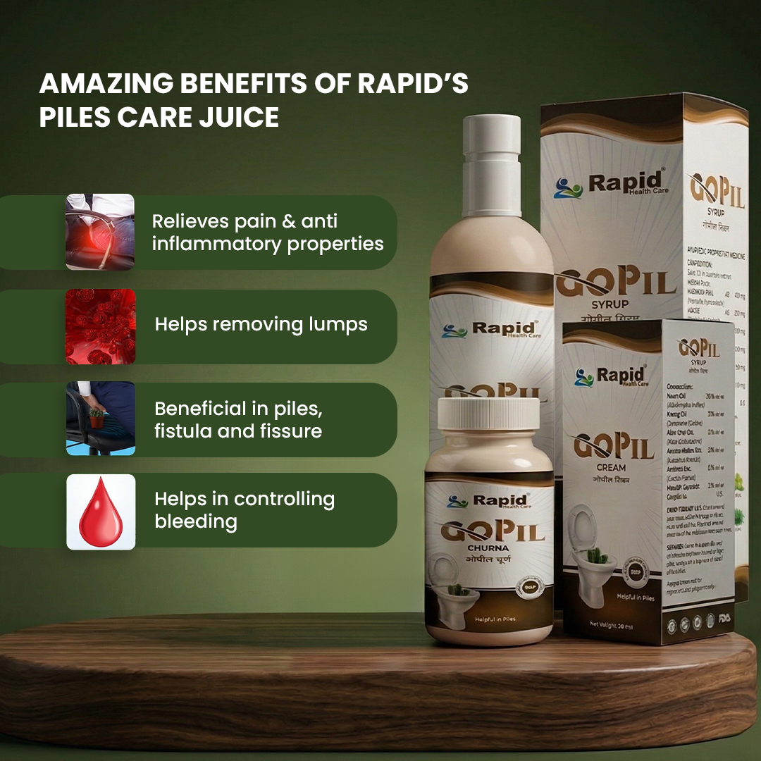 GOPIL Ayurvedic Piles Care Kit – Syrup, Churna & Cream for Hemorrhoids Relief
