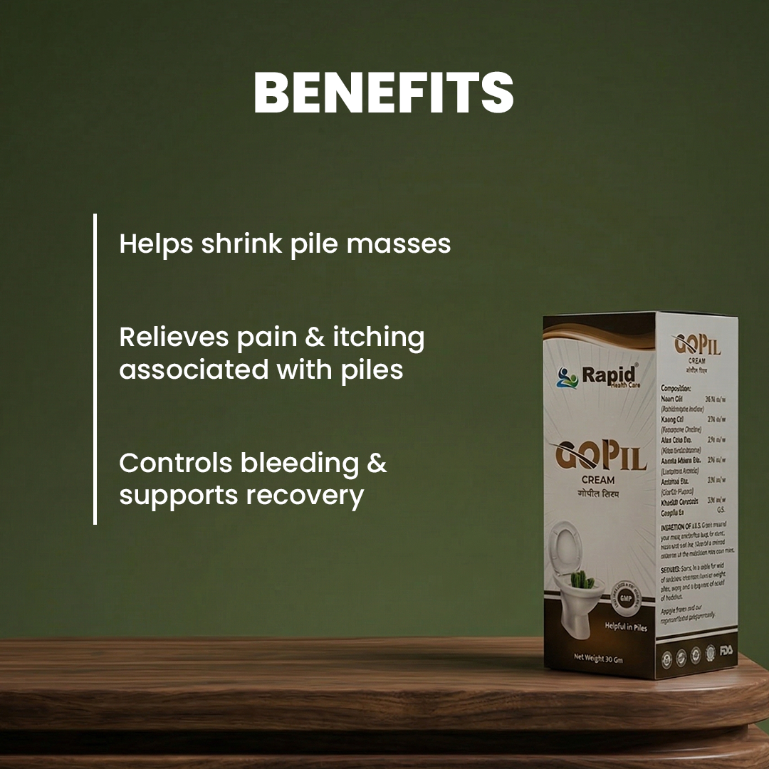 GOPIL Ayurvedic Piles Relief Cream – Fast Relief from Pain, Itching & Swelling