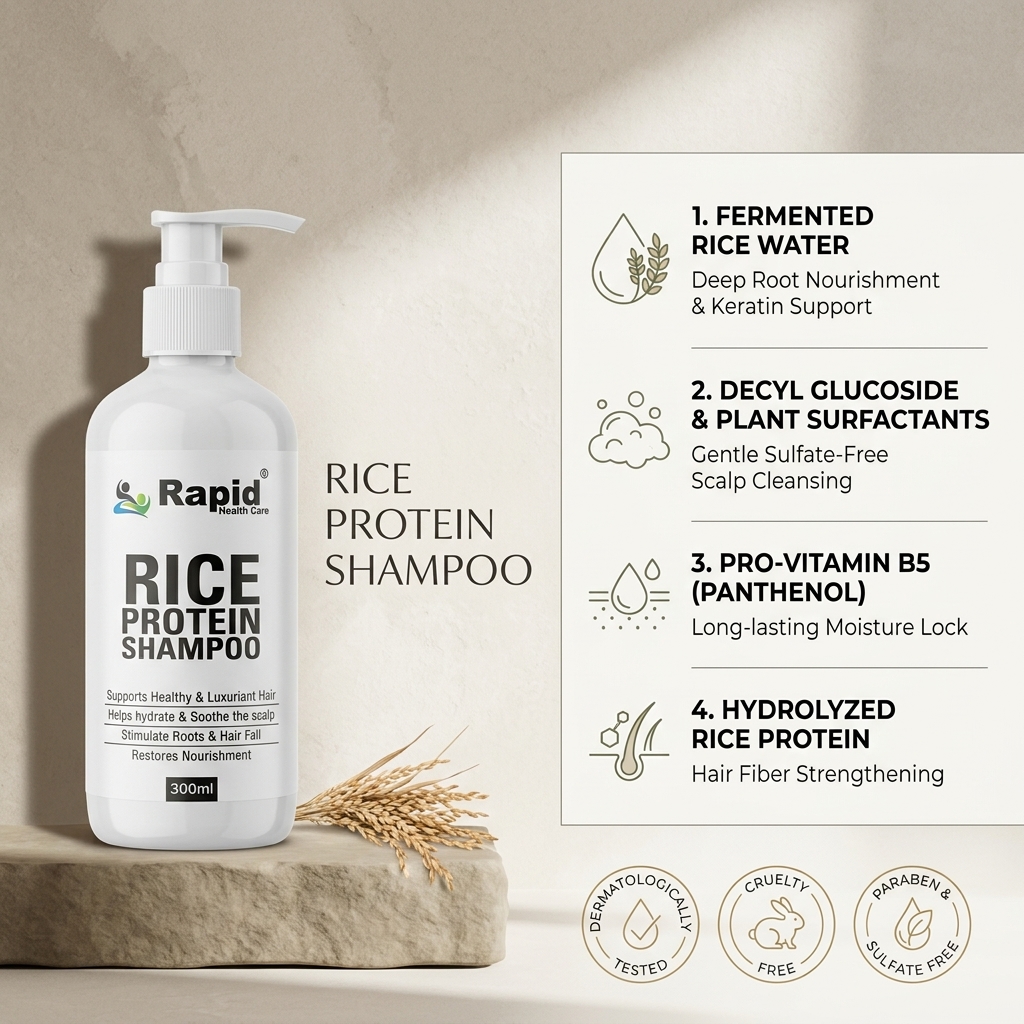 Rapid Rice Protein Shampoo – Nourishing, Sulfate-Free Hair Care | 300ml