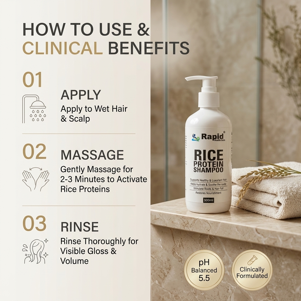 Rapid Rice Protein Shampoo โ Nourishing, Sulfate-Free Hair Care | 300ml