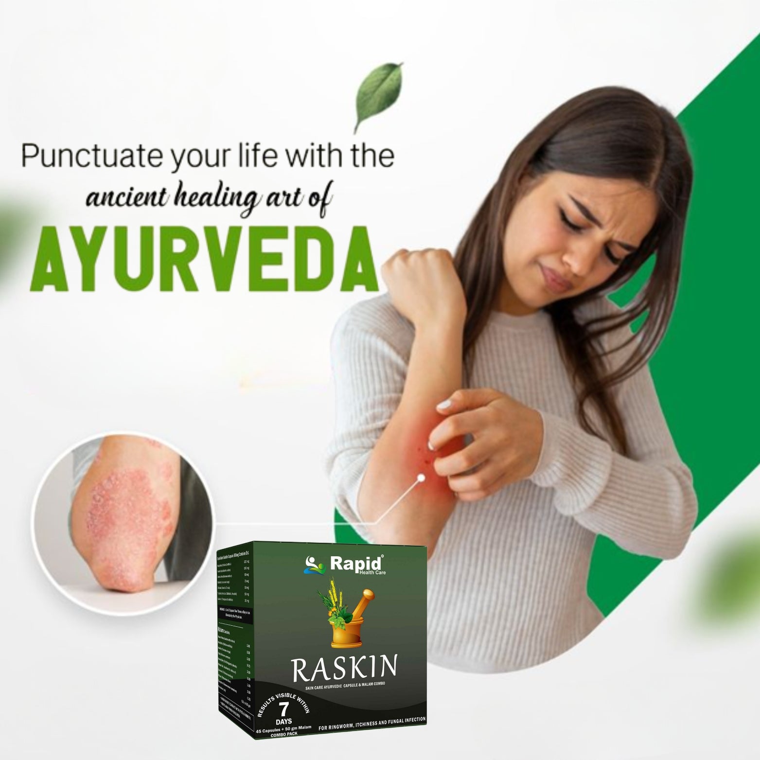 Raskin Skin Care Ayurvedic Capsule & Malam Combo