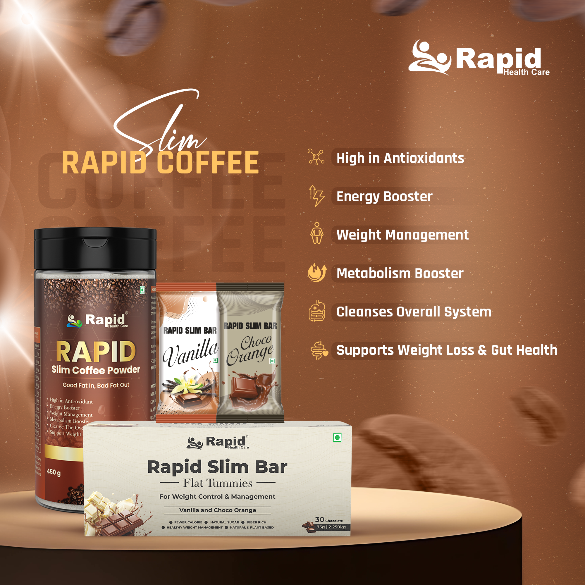 Weight Loss Combo | Chocolate 1 pack (30 Pcs) + Coffee 2 Bottle (900 Gram)